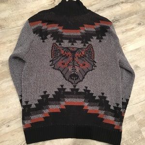 Urban Outfitters Aztec Wolf Cardigan 